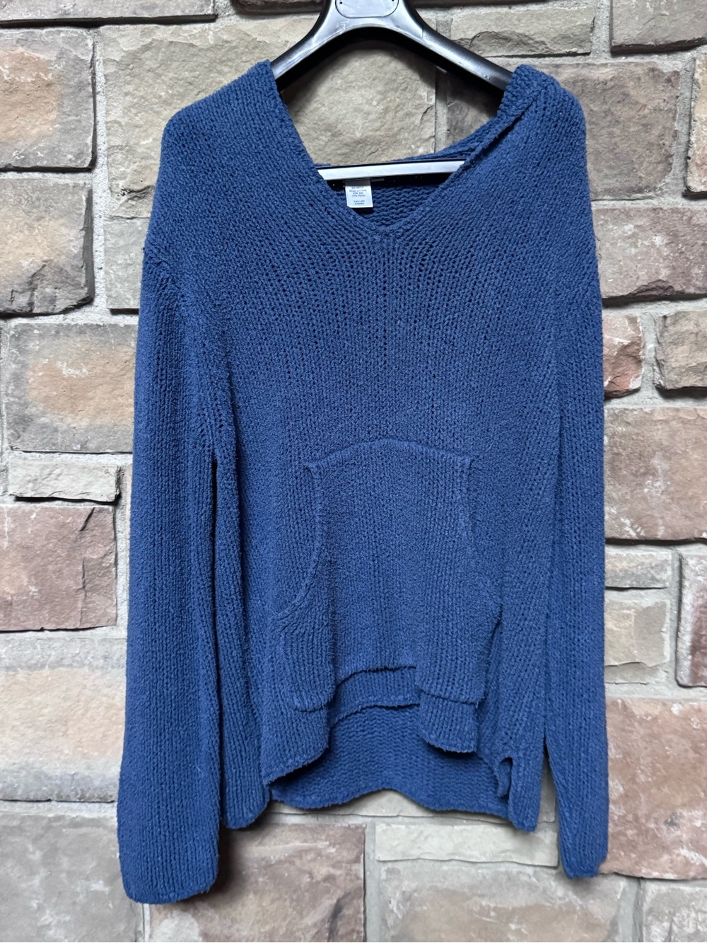 Coldwater Creek Silk V-Neck Knit Sweater - Navy